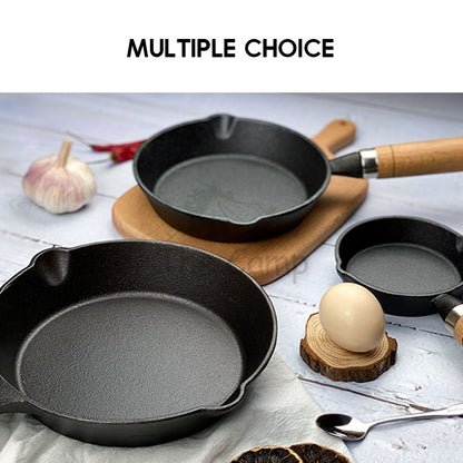 Cast Iron Skillet Grill Pan Frying Egg Pan Non Stick Square Steak Pan Camping Picnic No Coating Silicone Handle Grip