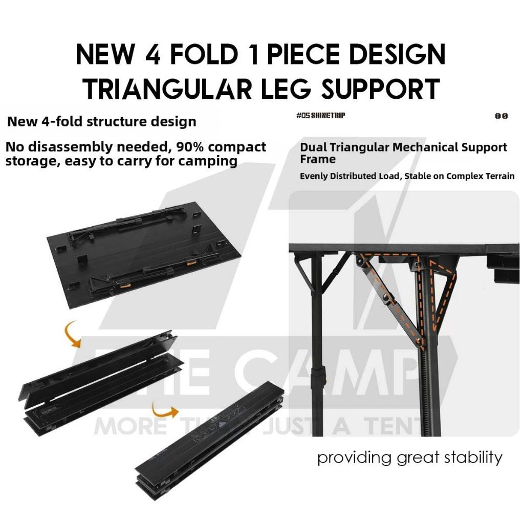 Shinetrip 4 Fold Table Adjustable Height Aluminium Alloy 1 piece Design Tactical Side Expansion IGT Panel A599