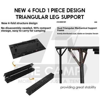 Shinetrip 4 Fold Table Adjustable Height Aluminium Alloy 1 piece Design Tactical Side Expansion IGT Panel A599