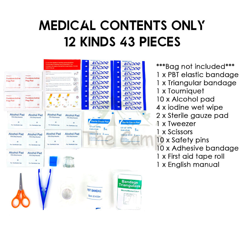 First Aid Kit Set 44pcs 13 Kinds Emengency Kit Outdoor Rescue Travel Portable Medical Survival Treatment Sling Carry Bag