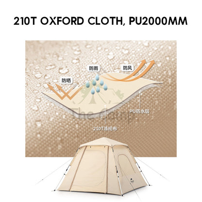 Naturehike Ango 3 Automatic Camping Tent UPF50 Black Large Capacity Outdoor Chair Flysheet Table Tarp Peg Nail Pole