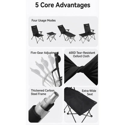 Blackdog Modular Lounge Chair Recliner Stool Foot Rest Folding Adjustable Chair Reclining Outdoor Camping CBD2650JJ016