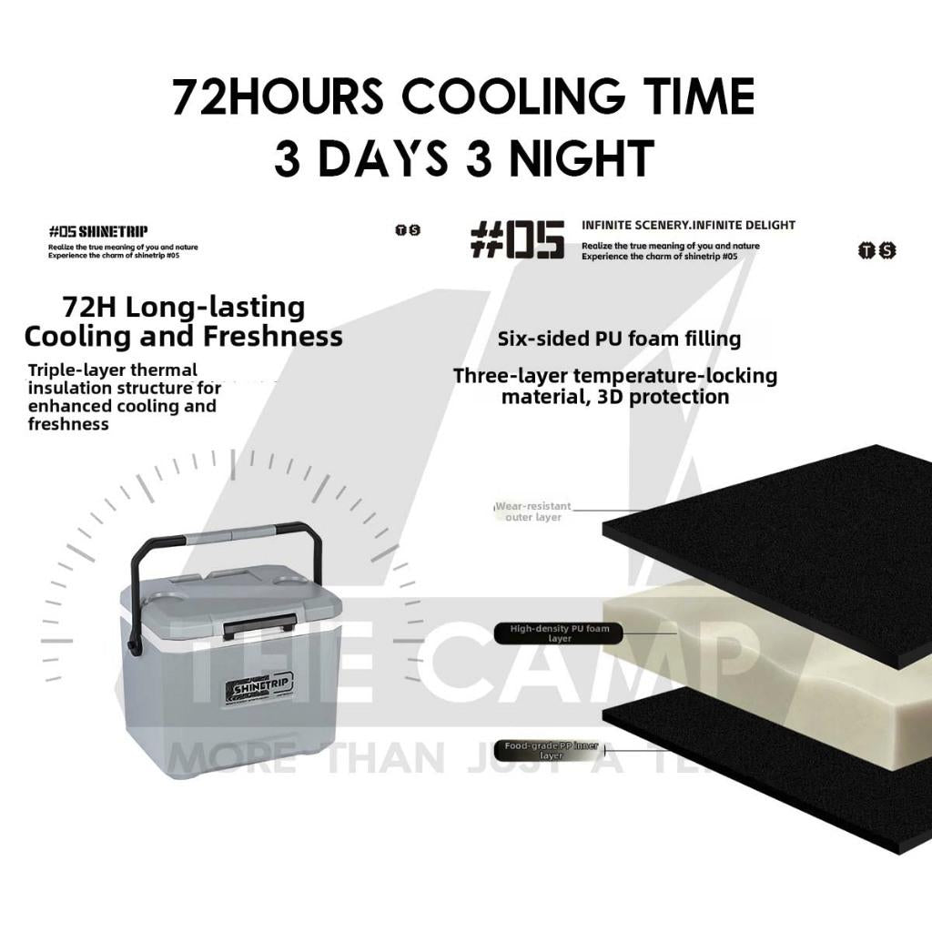 Shinetrip Cooler Box Portable Ice Box 16L 22L Spring Locking 72 hours Cooling Outdoor Camping Peti Ais A608