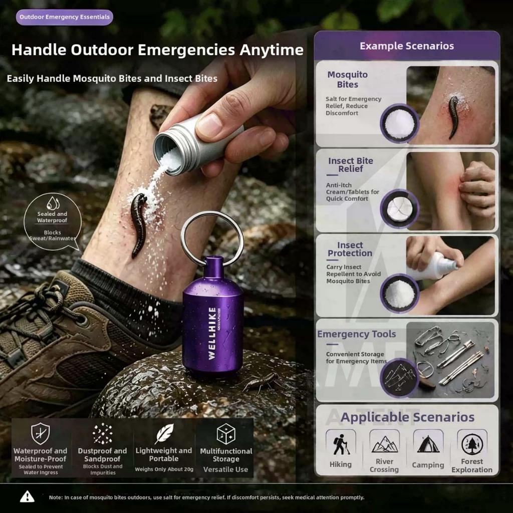 Wellhike SWS EDC Pill Capsule Sealed Waterproof Container Outdoor Camping Portable Small Bottle Mini Storage Keychain