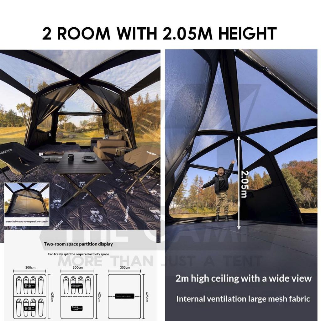 Blackdog ShanTing 12.8 Manual Tent Easy Set Up Outdoor Camping Fly Sheet Extension Black Coating PU5000 CBD2450WS050