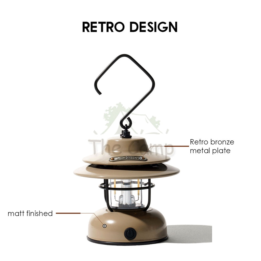 Mobi Garden Retro Lantern LED Stand Hanging Lamp AA Battery Camping Light Outdoor USB Hiking Fishing