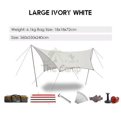 VIDALIDO Butterfly Tarp Flysheet Medium Large Silver Coating Black Coated Camping Waterproof Shelter Tent Awning