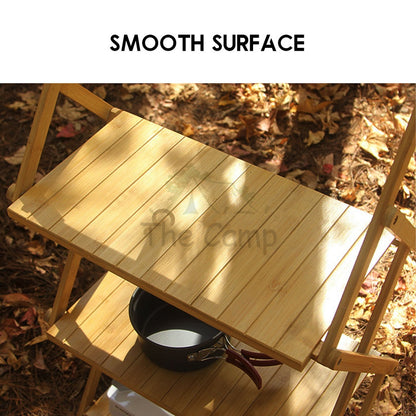 Outdoor Camping Multilayer Foldable Wood Shelf Portable Storage Rack Folding Multi 3 4 5 Layers Layer Bag with Hook