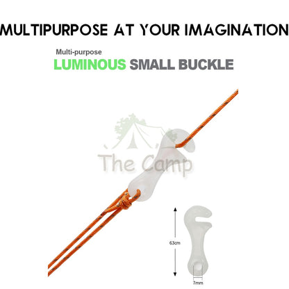 Camping Glow In The Dark Rope Tensioner String Guard Luminous Fluorescent Hanging Warning Safety Light Peg Nail Tent