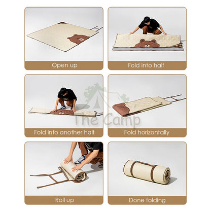 Mobi Garden Portable Carpet Line Friends Collaboration Large Compact 2 3 4 People Picnic Mat Splashproof Outdoor Camp