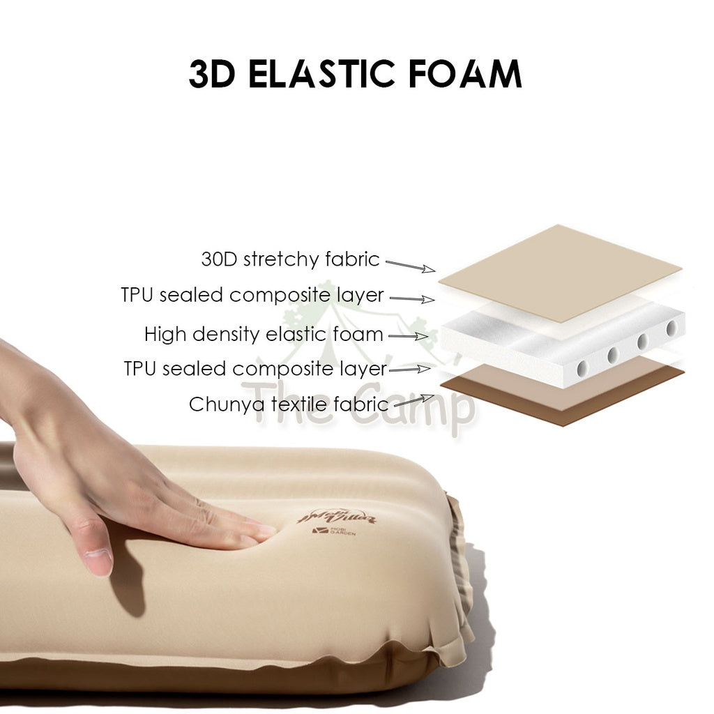 Mobi Garden Pillow Ergonomic Auto Inflate Support Design Outdoor Bed Mattress Inflatable Sleeping Memory Foam Naturehike