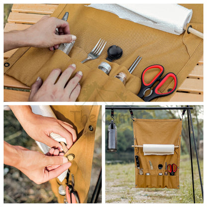 Multipurpose Camping Utensil Storage Bag Tissue Bag Outdoor Multipurpose Canvas