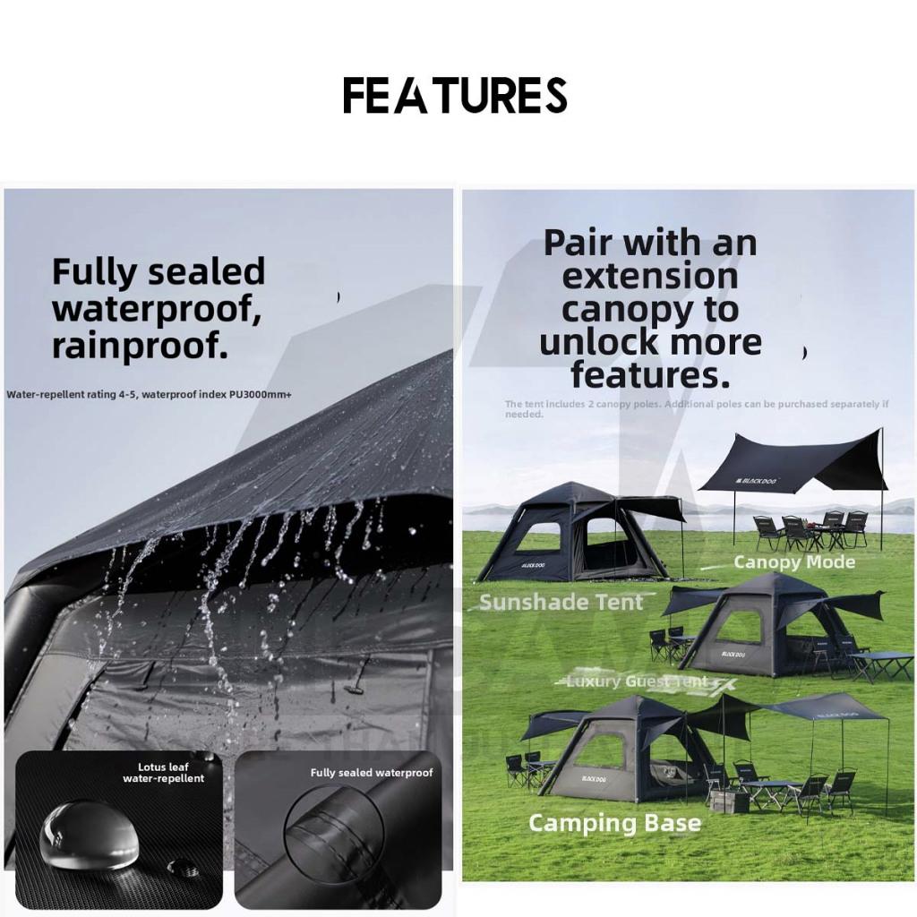 Blackdog Blackdog Leisure AIR PRO Upgraded Air Tent Double Layer PU3000mm Inflatable Khemah Angin CBD2550WS051