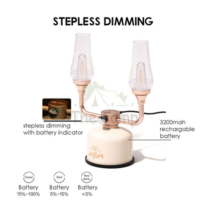 Mobi Garden Double Retro Lantern Stepless Dimming LED Standing Table Lamp Camping Light Outdoor USB Hiking Fishing
