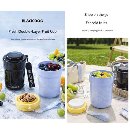 Blackdog Thermos Cup Double Layer Cup For Fruit Coffee Ice Pack Fork Keep Warm Cold Outdoor Camping Picnic CBD2650CF013