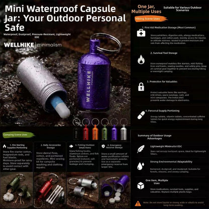 Wellhike SWS EDC Pill Capsule Sealed Waterproof Container Outdoor Camping Portable Small Bottle Mini Storage Keychain