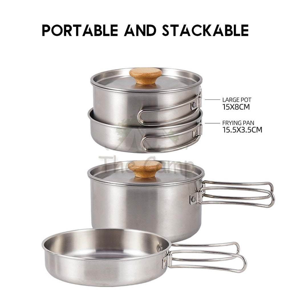 CLS Camping Cooking Pot Set 2 In 1 Cook Outdoor Lightweight Hiking Family Pots Tent Pole Peg Cookware Naturehike