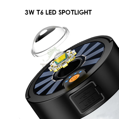 Outdoor Solar LED Lantern Light Daylight High Brightness USB Rechargeable Type C Magnet Base Camping Hiking Fishing