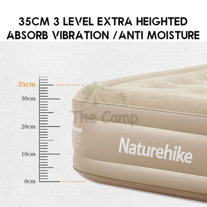 Naturehike Inflation Single Double Camping Air Bed 35cm with Pump Mattress Inflatable Tent Bag Pole Nail Peg NH22FCD04