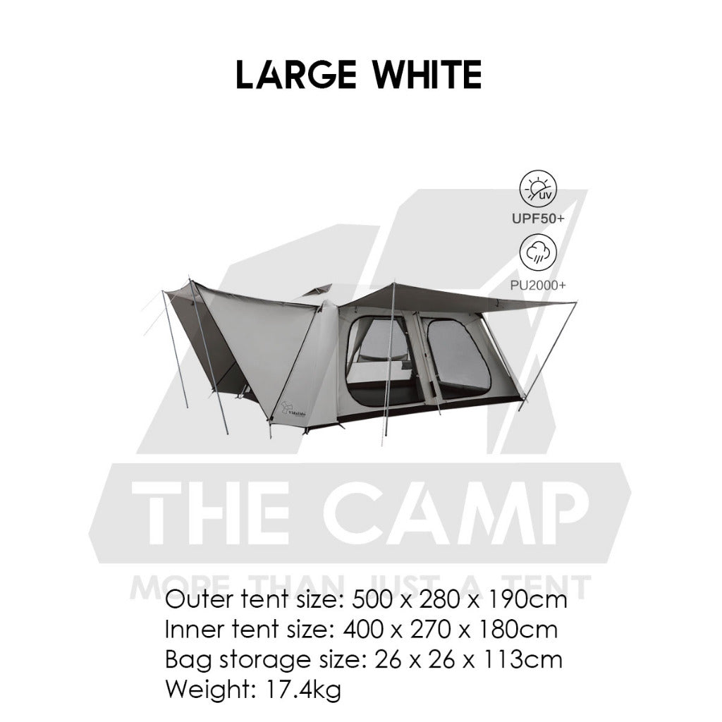 Vidalido Vicore Automatic Tent Large Mini Black White Camping Flysheet Pole Chair Table Rope Bag Rack Bed Mattress Sleep