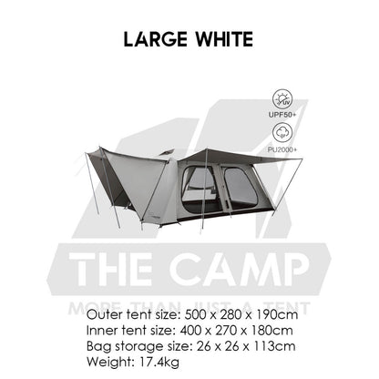 Vidalido Vicore Automatic Tent Large Mini Black White Camping Flysheet Pole Chair Table Rope Bag Rack Bed Mattress Sleep