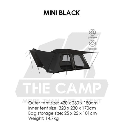 Vidalido Vicore Automatic Tent Large Mini Black White Camping Flysheet Pole Chair Table Rope Bag Rack Bed Mattress Sleep