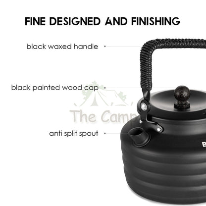 Blackdog Kettle 1.3L Camping Outdoor Water Cerek Aluminum Alloy Black Teko Teapot Plate Stove Sierra Cup BD-CJ002