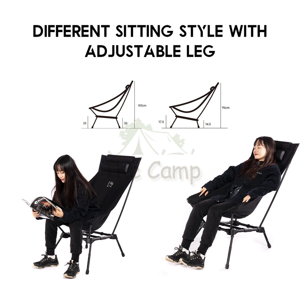 Blackdog Adjustable Height Moon Chair Foldable Folding Camping Outdoor Tent Table Flysheet Black BD-YLY003 BD-YLY002