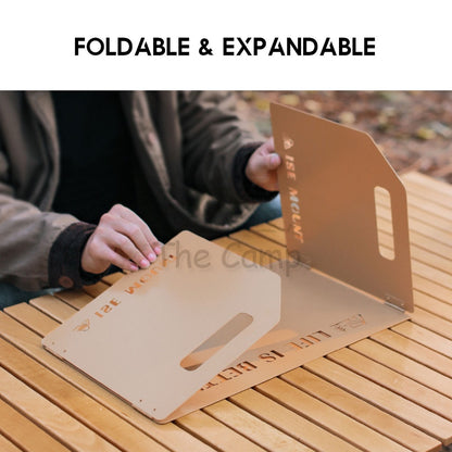 Foldable Outdoor Windshield 3 4 Fold Top Stove Windscreen Wind Sheild Portable Camping Cooking Cookware Pot Grill Pan
