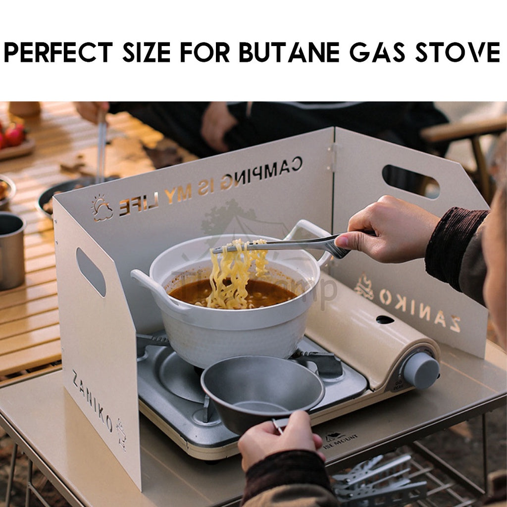 Foldable Outdoor Windshield 3 4 Fold Top Stove Windscreen Wind Sheild Portable Camping Cooking Cookware Pot Grill Pan