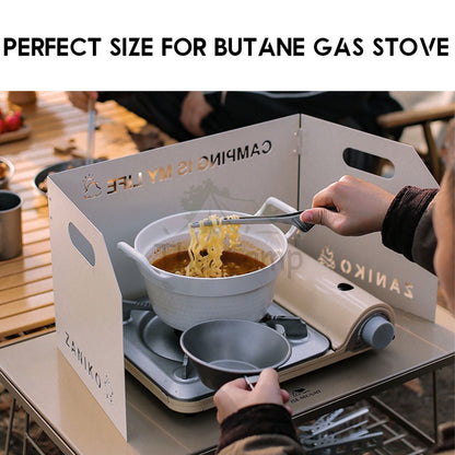 Foldable Outdoor Windshield 3 4 Fold Top Stove Windscreen Wind Sheild Portable Camping Cooking Cookware Pot Grill Pan