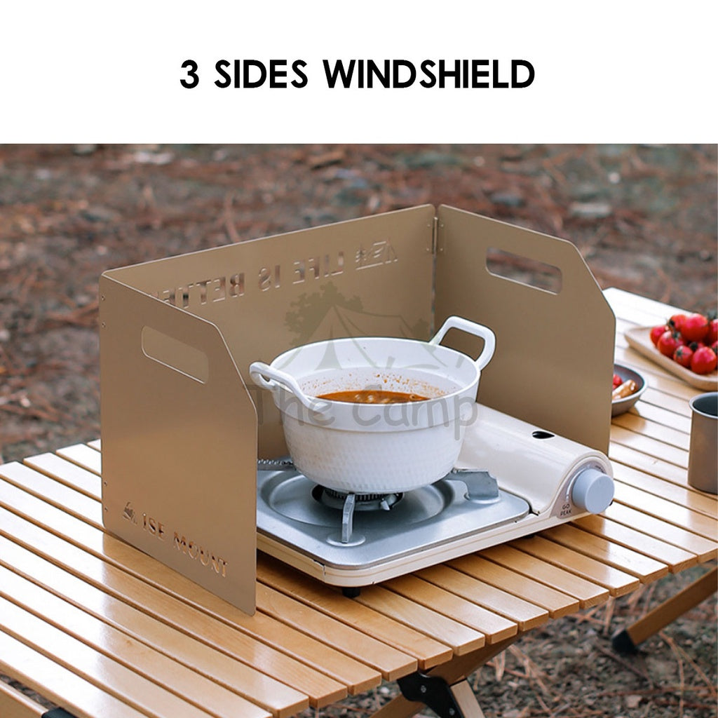 Foldable Outdoor Windshield 3 4 Fold Top Stove Windscreen Wind Sheild Portable Camping Cooking Cookware Pot Grill Pan