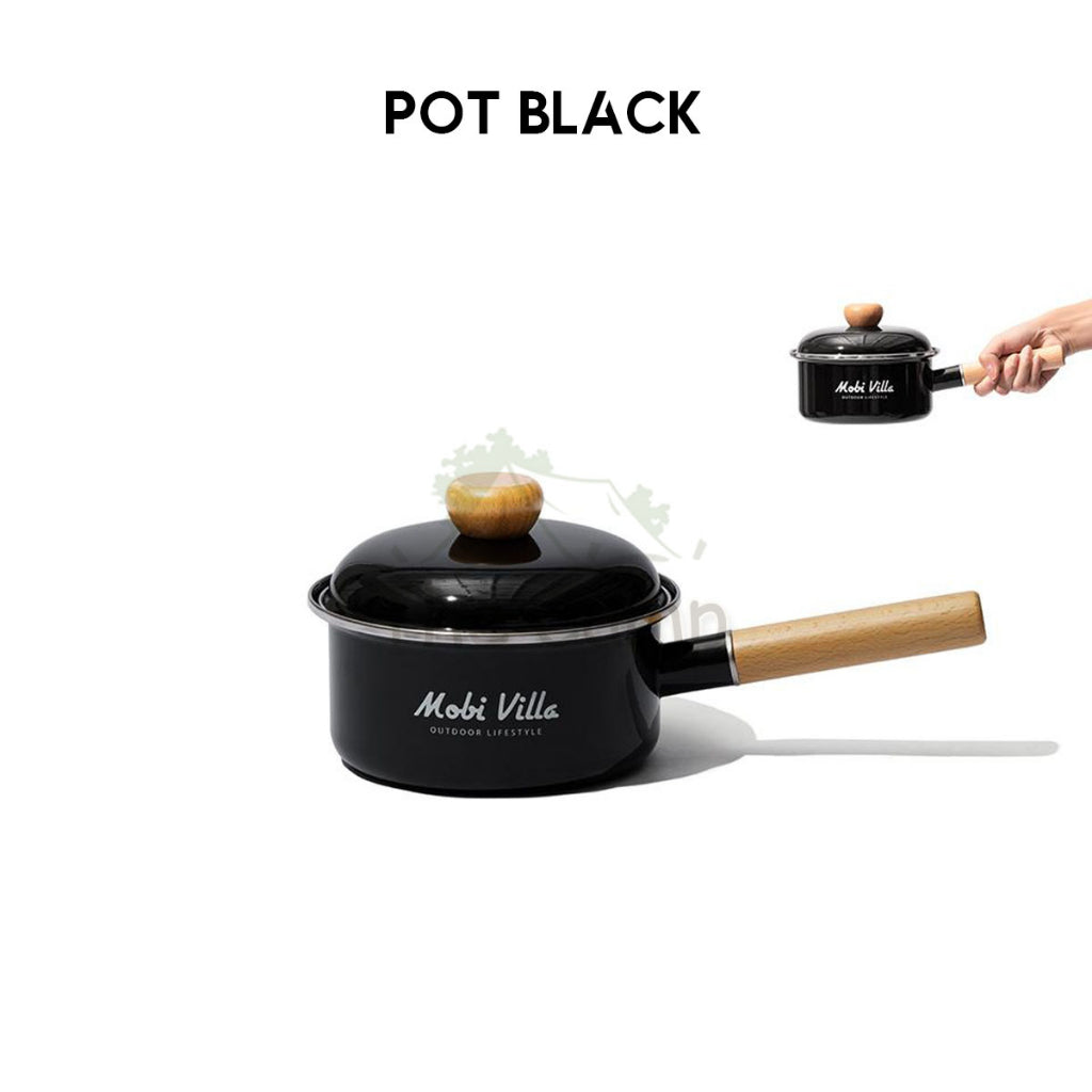Mobi Garden Enamel Pot 1.2L and Kettle 2L Camping Picnic Stainless Steel Cookware Bowl Pan Cup Mug NX21666067 NX21666066