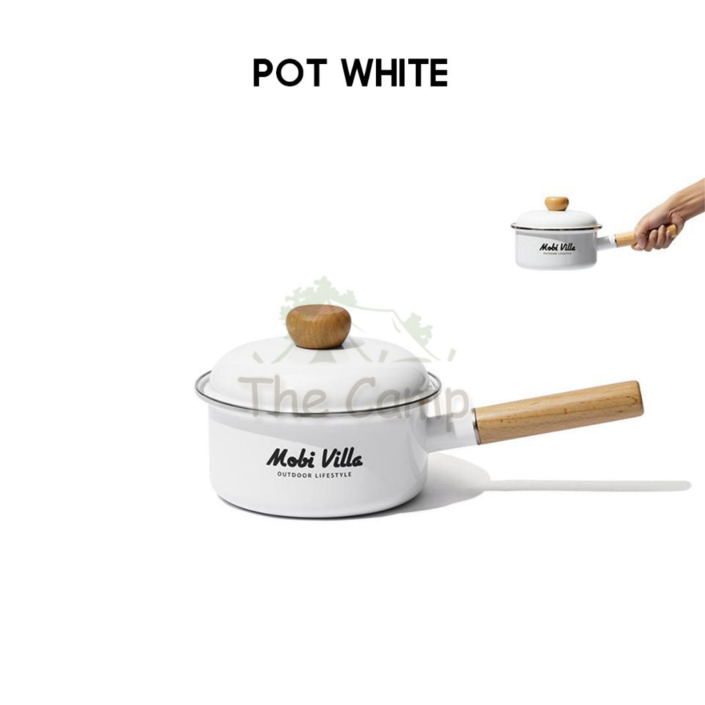 Mobi Garden Enamel Pot 1.2L and Kettle 2L Camping Picnic Stainless Steel Cookware Bowl Pan Cup Mug NX21666067 NX21666066