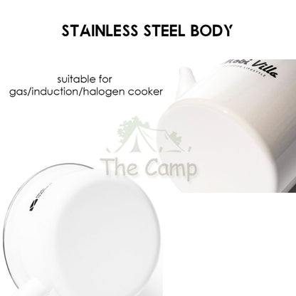 Mobi Garden Enamel Pot 1.2L and Kettle 2L Camping Picnic Stainless Steel Cookware Bowl Pan Cup Mug NX21666067 NX21666066