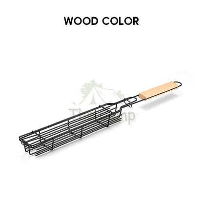 BBQ Mesh Grill Cage Rack Net Clip Roaster Skewer Stick Rotate Cage Basket Stove Barbecue Chicken Wing Anti Falling
