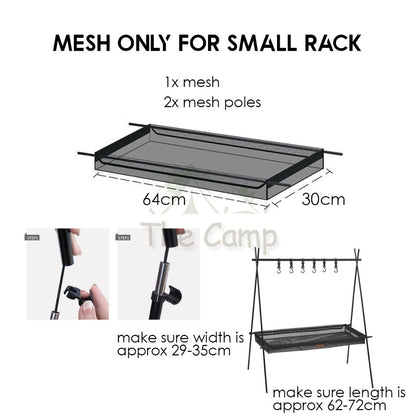 Outdoor Triangle Hanging Rack Aluminum Mesh Camping Hanger Cookware Tripod Shelf Stand Tableware Organizer Double Level