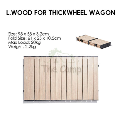 Mobi Garden Wagon Trolley Table Top Aluminum Alloy Wood Grain Design Black Thickwheel Normal