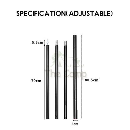 Camping Flysheet Tarp Pole 32mm Heavy Duty Fixed Rod Tent Aluminium Long 2.8m Stand Awning Canvas Canopy Tiang