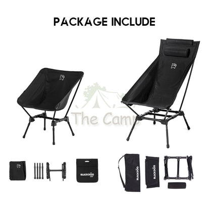 Blackdog Adjustable Height Moon Chair Foldable Folding Camping Outdoor Tent Table Flysheet Black BD-YLY003 BD-YLY002