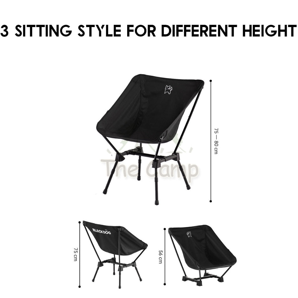 Blackdog Adjustable Height Moon Chair Foldable Folding Camping Outdoor Tent Table Flysheet Black BD-YLY003 BD-YLY002