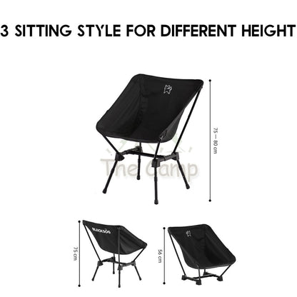 Blackdog Adjustable Height Moon Chair Foldable Folding Camping Outdoor Tent Table Flysheet Black BD-YLY003 BD-YLY002