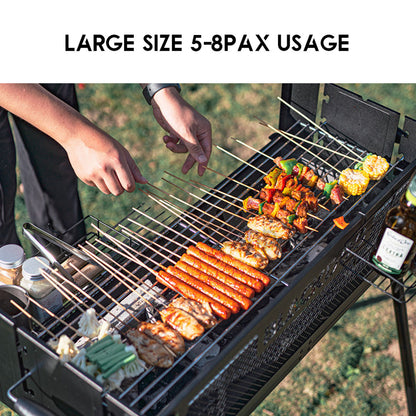 Blackdog Portable Camping BBQ Grill Rack Stand Outdoor Folding Charcoal Stove Firepower Adjustable Iron Oven BD-SKL003