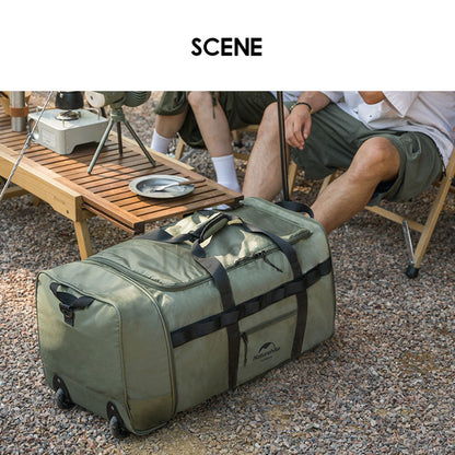 Naturehike Camping Folding Wheeled Bag Wheel Luggage Equipment Storage Bag 88L Large Capacity Black Picnic NH21LX003