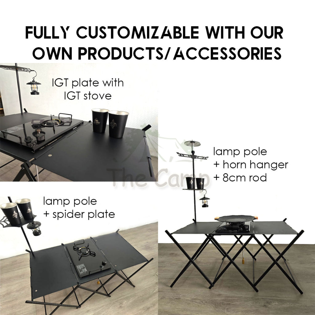 Camping Foldable Shelf Table Customizable IGT Hanging Rack Aluminum Outdoor Hanger Tripod Stand Tableware Organizer