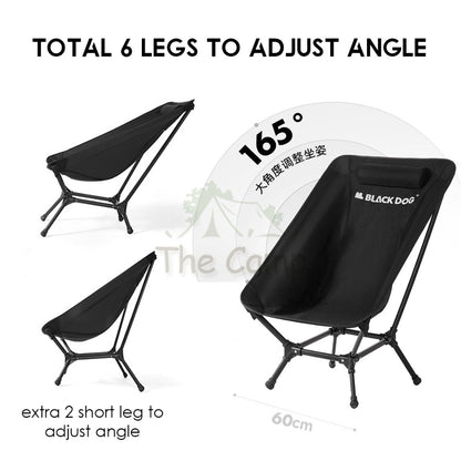 Blackdog Adjustable Angle Moon Chair Foldable Folding Camping Outdoor Tent Table Flysheet Black CBD2300JJ024