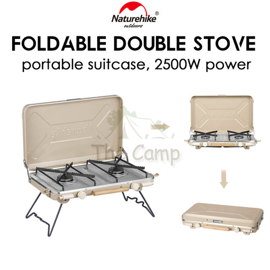 Naturehike Portable Suitcase Double Head Furnace Gas Stove Foldable 2500W Outdoor Camping Folding Burner BBQ CNH22CJ046