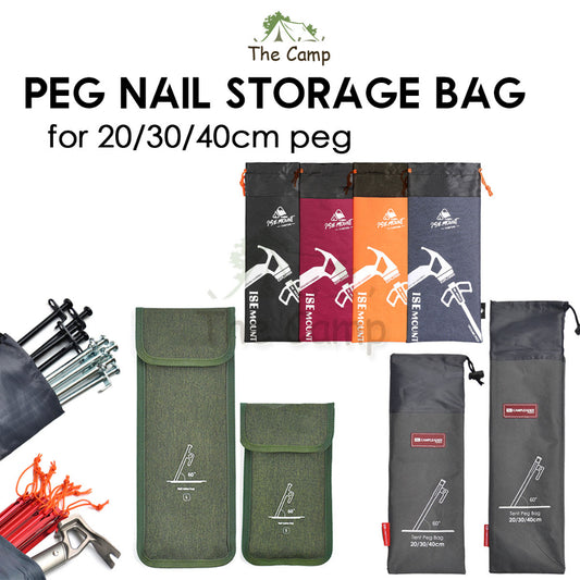 Camping Nail Peg Storage Bag 20cm 30cm 40cm Stake Holder Case Pouch Khemah Canopy Paku Beg Steel Aluminium Nail