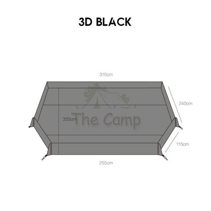 Vidalido Horizon Tunnel Tent Groundsheet Ground Sheet Camping Double Layer Waterproof UV Proof Black Coated Coating