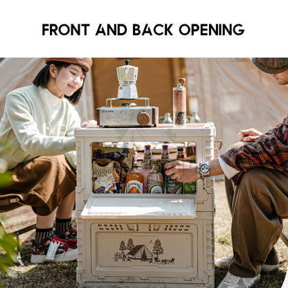 Naturehike Camping Folding Storage Box 25L 50L 50L+10L Stackable with Table Top Wood Base Outdoor Tent Bag CNH22SN019
